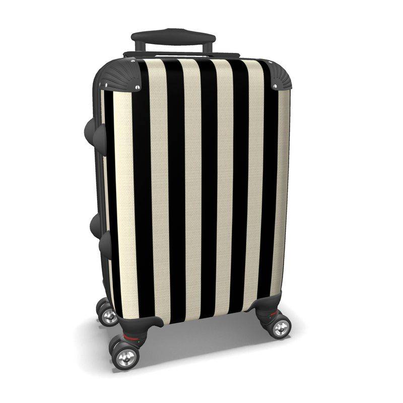 Elegant Black and Beige Stripes Suitcase
